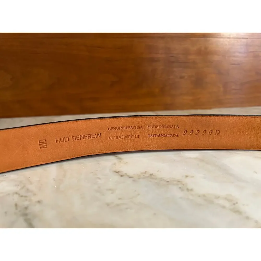 Vintage Holt Renfrew Genuine Leather Belt Navy Blue M